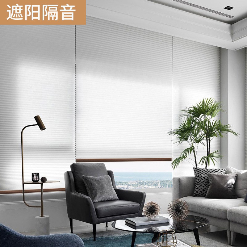 日夜蜂巢帘升降遮阳隔热蜂窝帘百叶窗帘家用卧室卫生间智能电动帘