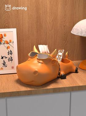 采购产品创意奶牛装饰品，可访问的豪华纸巾盒，咖啡桌，入口大厅