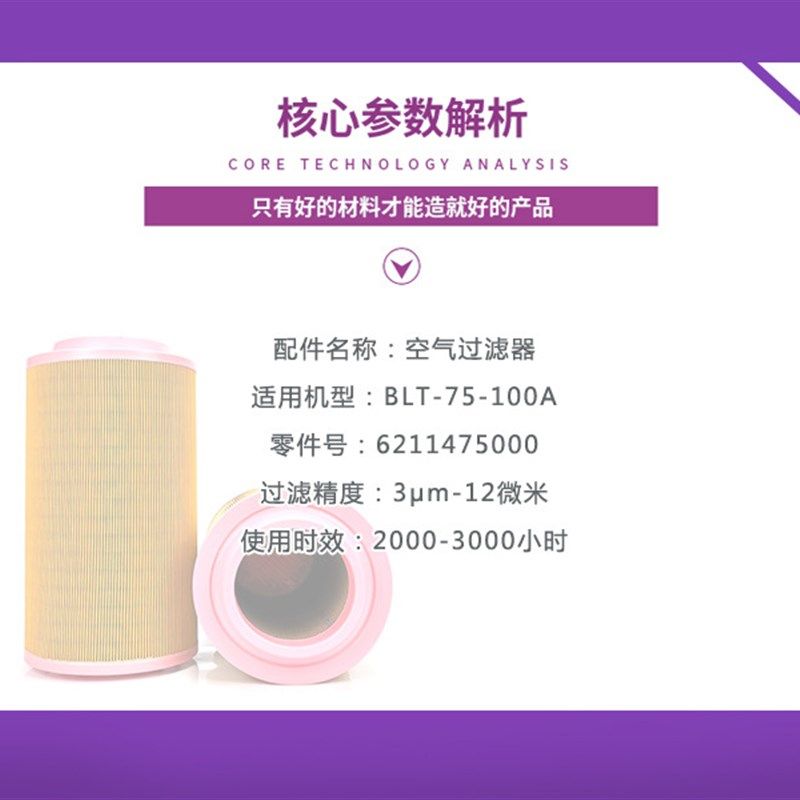 适配博莱特螺杆空压机配件BLT-75/100AG vfc空气过滤器6211475000