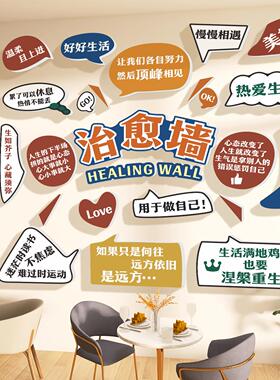 网红治愈墙激励公司办公室文化氛围布置墙贴员工休息区茶水间装饰