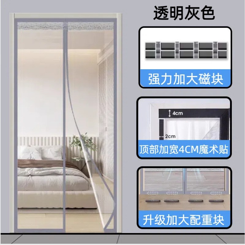 冬季挡风防寒保温防尘加厚魔术贴免打孔透明款磁吸隔油烟空调门帘