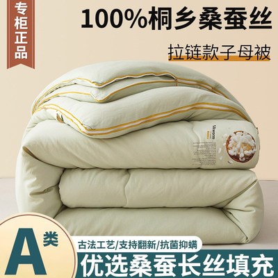 桐乡蚕丝棉被桑丝子母被二合一拉链款春秋棉被芯冬被四季通用