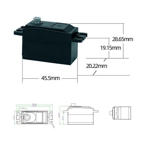 15KG大扭矩舵机防抖防烧攀爬车金属齿轮矮身舵机180微型伺服器