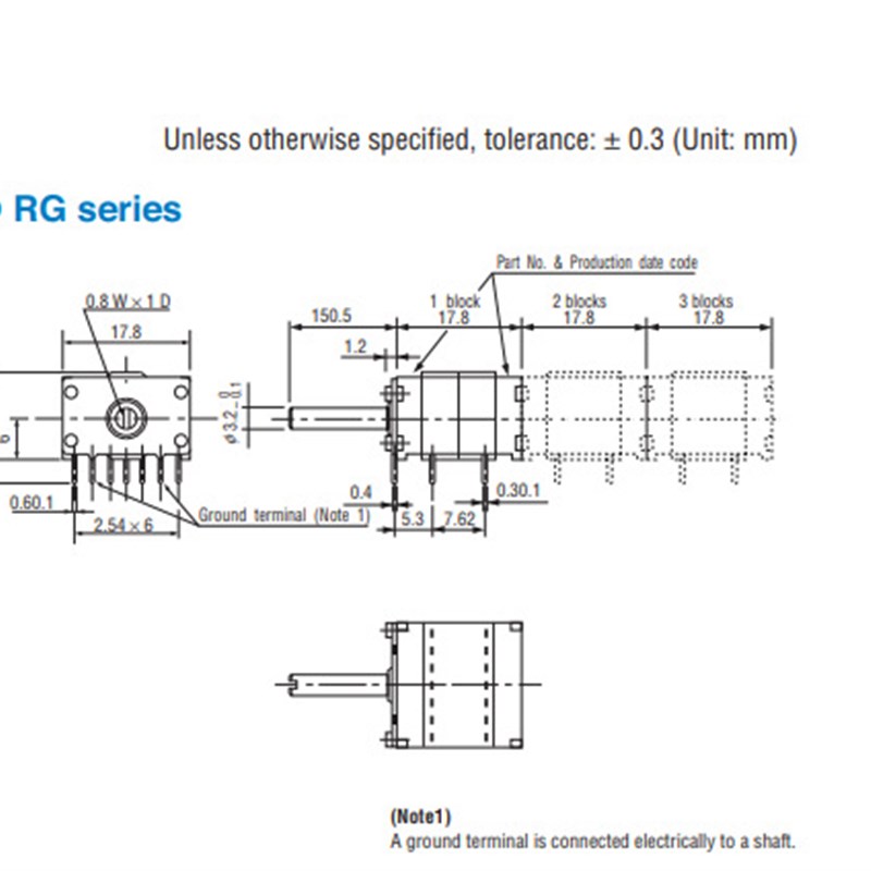 COPAL RS-207N-R15旋转型编码器7档波段开关 双联28脚 卧式