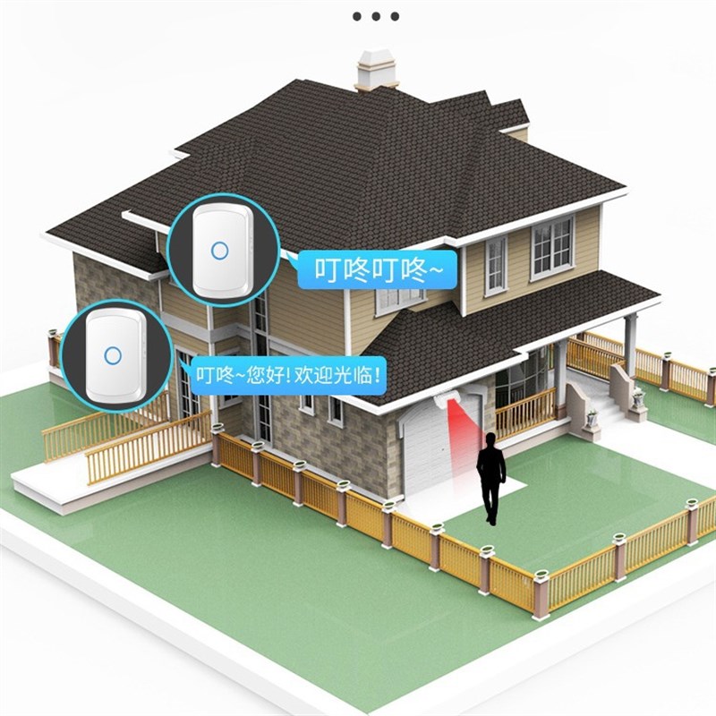 欢迎光临门铃感应器店铺进门报音器语音提示超市分体式感应迎宾器