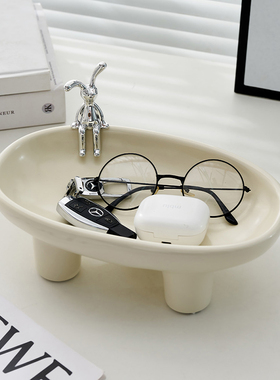 奶油风ias入户玄关钥匙收纳摆件轻奢高级感卧室桌面首饰收纳