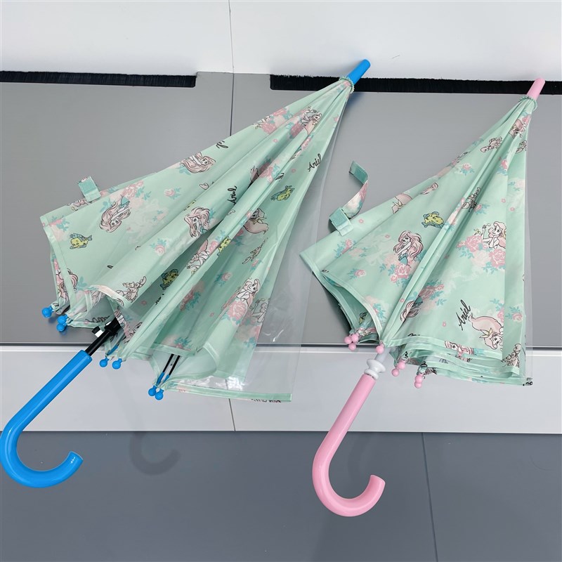 儿童雨伞女孩小学生手动全自动幼儿园G女童晴雨两用长柄美人鱼雨