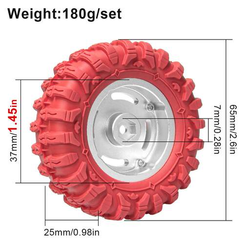 RC 1.45寸十字轮毂龙爪胎红蓝1/18TRX4M 1/24SCX24 FMS Ascent-18
