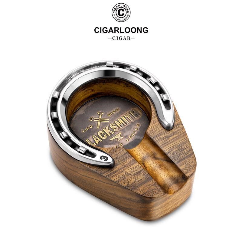 CIGARLOONG茄龙雪茄马蹄大口径烟灰缸木质烟槽多款可选CLG-23DU1
