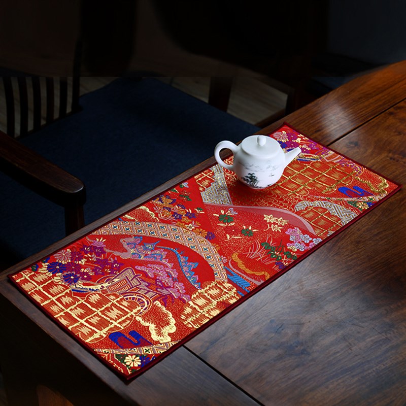 茶具配件中式简约皮革茶席新款双面茶桌旗茶巾家用干泡茶席