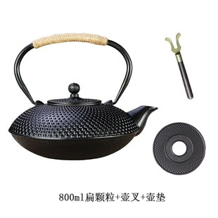 800ml铁茶壶带滤网中式煮水泡茶家用养生铸铁壶摆件饰品茶具跨境