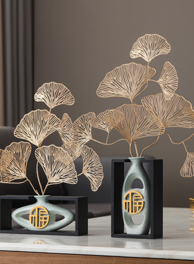 新中式招财摆件书房p博古架装饰客厅酒柜创意工艺品轻奢家居