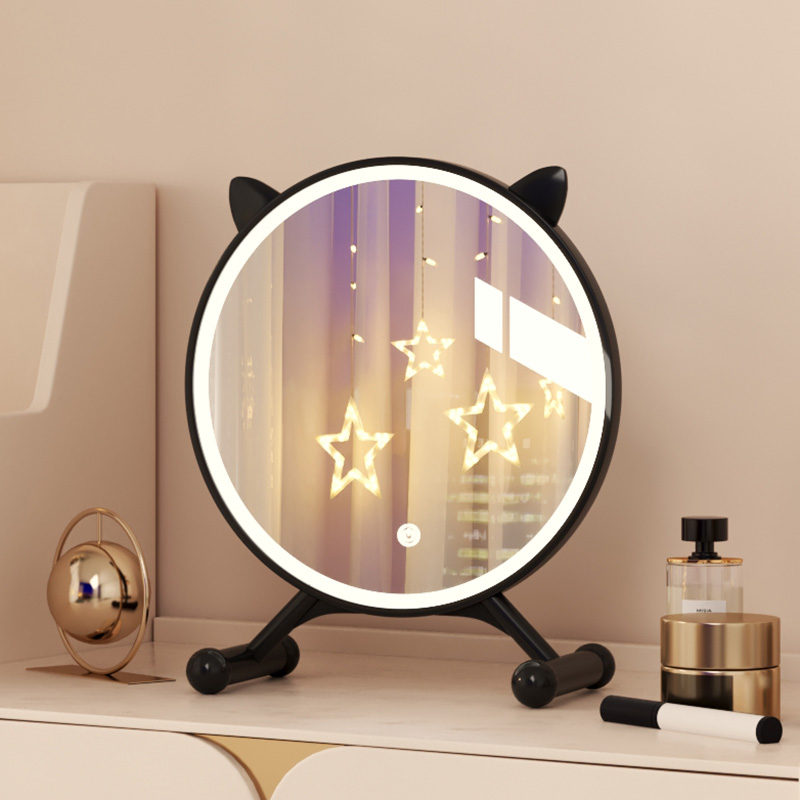 化妆台智能化妆镜带灯女生卧室镜子学生宿舍桌面isY台式化妆镜