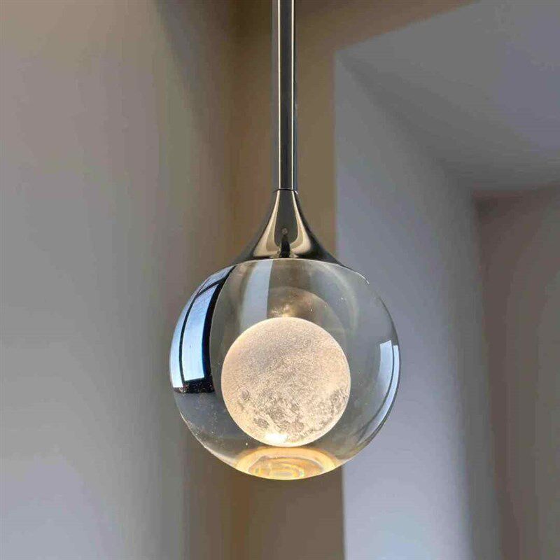 床头吊灯北欧卧室k小月球充电灯创意客厅氛围水晶吧台玄关柜吊线