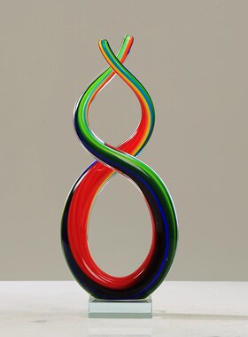 异形彩色琉璃抽象j摆件客厅轻奢样板间餐桌酒店玄关桌面装饰品摆