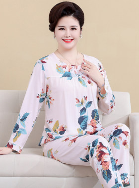棉绸睡衣女款2024新款春款老人绵绸大码中年妈妈女士家居服套装夏