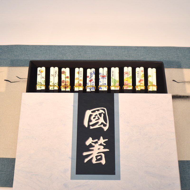 红木筷子民族风陶瓷木筷商务礼C品公司送礼紫檀木筷子黑檀木筷