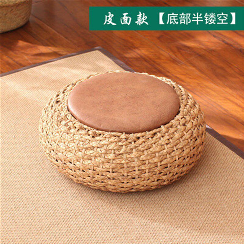 日式草编蒲团圆形加厚坐垫榻榻米飘窗阳台地上P禅修垫茶道藤编坐