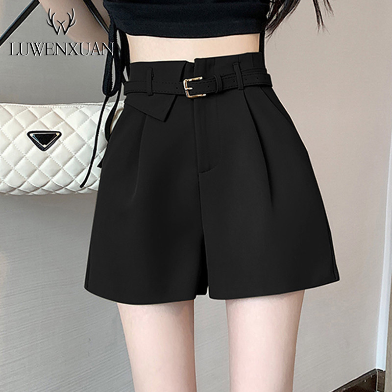 夏季黑色西装短裤女2024年新款小个子a字显瘦外穿搭工装裤子薄款