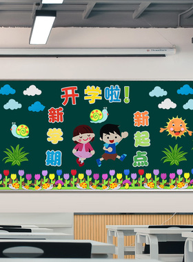 中学班级建设开学黑板q报装饰墙贴边框小学教室文化墙布置黑板贴