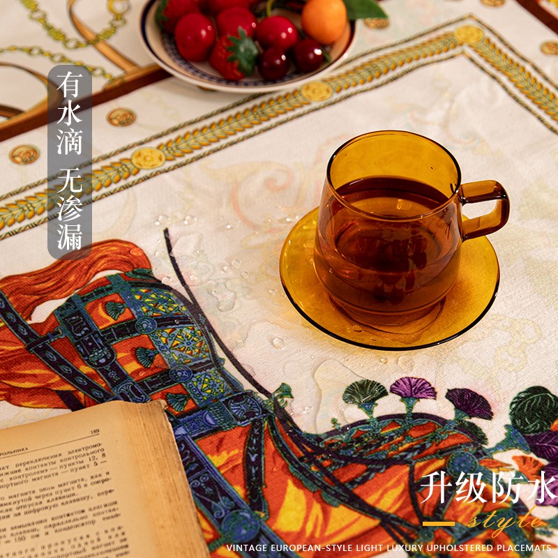 奢华欧式几何短毛绒防水桌布防烫茶几布圆桌餐布美式长方形台布