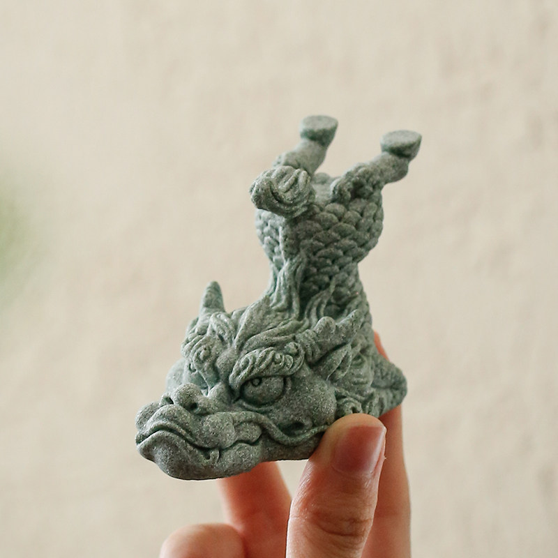 青砂石瑞兽麒麟祥龙动物茶宠摆件创意茶道配件造景吉祥物装饰品
