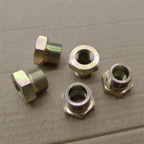 外丝M22*1.5-转内丝M14*1.5补芯液压铁材料接头外表镀彩锌1422