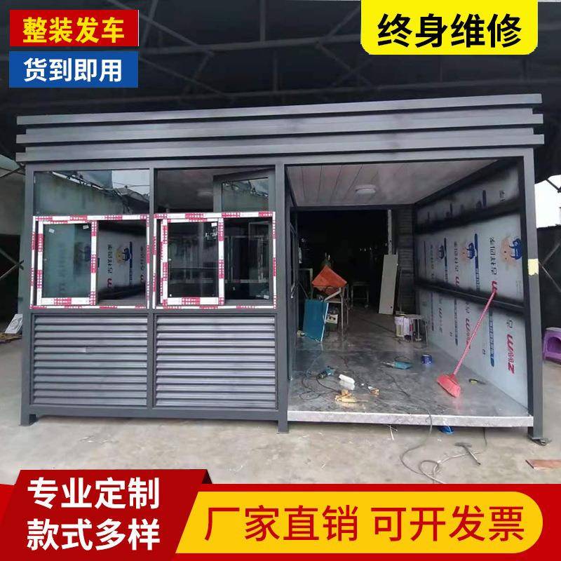 工地岗亭带通道大门卫岗亭带闸机考勤不锈钢钢结构人行通道亭