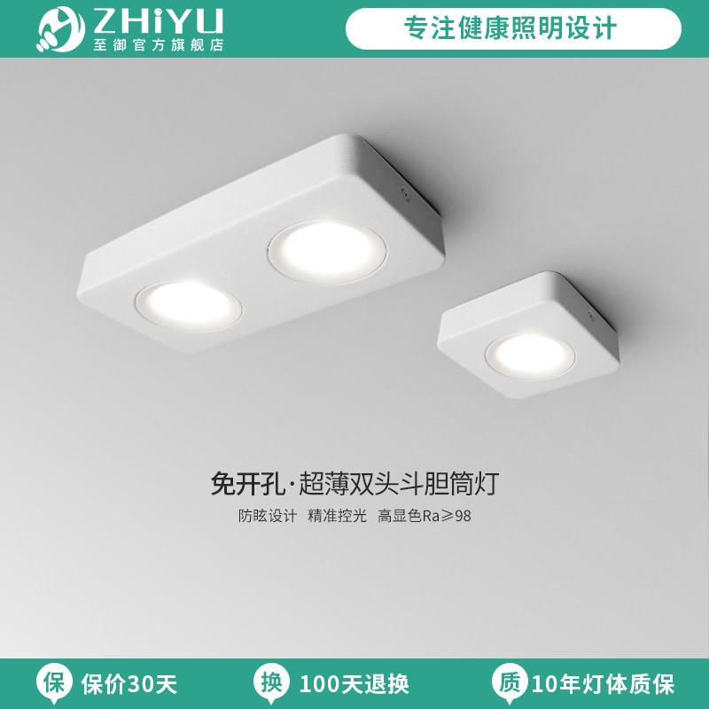 至御led明装射灯超薄双头斗胆灯客厅过道天花吸顶无主灯照明050