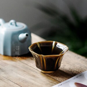 名瓷天目锔钉盏李辉熠手工锔瓷兔毫J釉单杯品茗杯茶杯主人杯