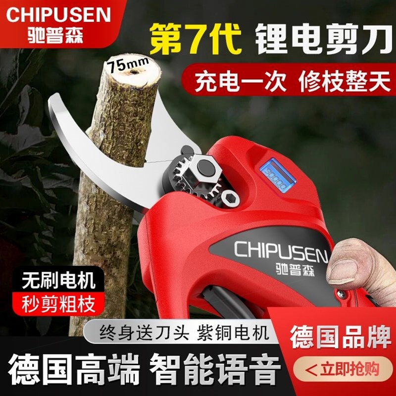 德国进口德国驰普森电动修枝剪果树粗枝剪刀园林园艺充电式无线锂