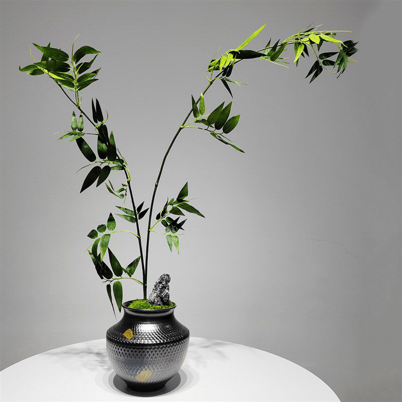 仿真竹子绿植禅意新中式日式样板间茶室会所餐厅花架客厅玄关摆件