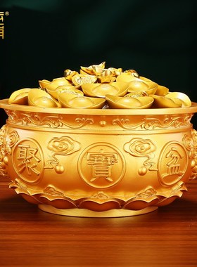 黄铜聚宝盆摆件家居客厅玄关饰品装饰品铜P工艺品开业乔迁礼品