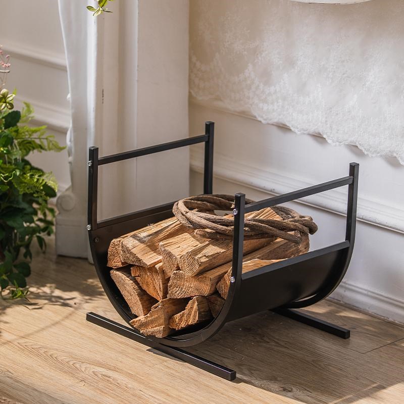 壁炉工具金属柴火架木柴v储木架堆放防铁艺木柴架约收纳架