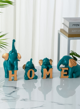 客厅大象摆件可居饰品电视柜酒柜博物架O桌面轻奢招财装饰品