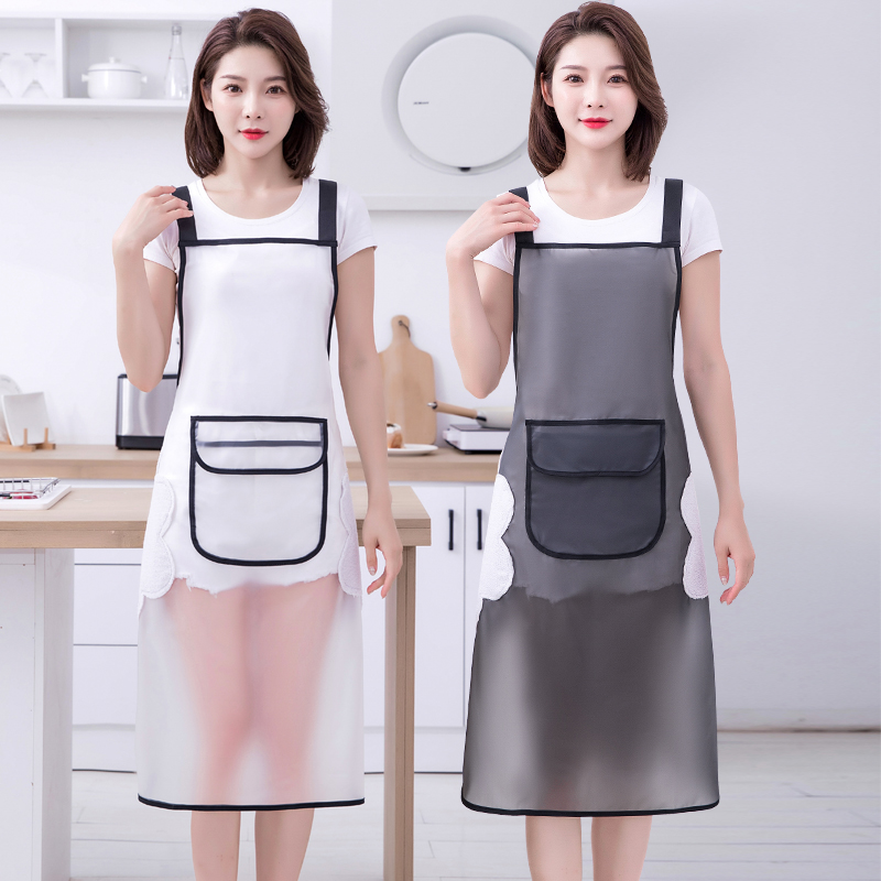 2022新款防水k防油围裙厨房家用女透明家里家外男围腰餐饮水产专