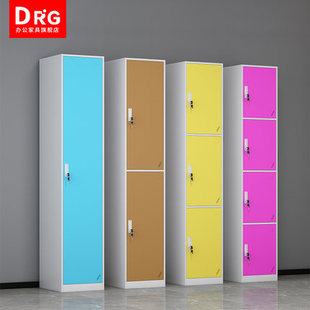 彩色更衣柜单门多门单列铁皮带锁柜子工厂员工柜家用储物柜拆装柜