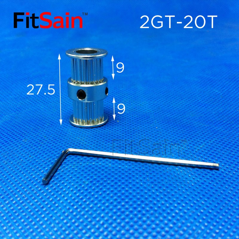 FitSain-2GT 20齿双头双槽连体同步轮皮带轮齿轮皮带轮中孔5-6-8