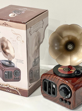 复古留声机轻奢摆p件八音盒欧美书柜电视柜家居桌面简约装饰