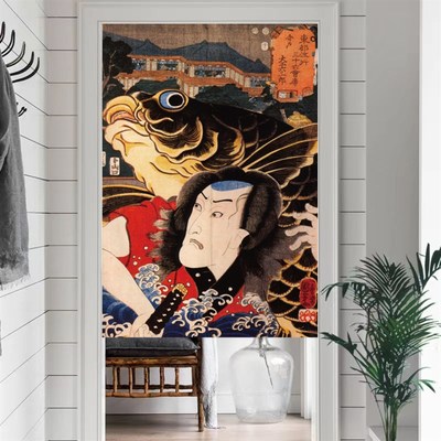 浮世绘纹身店定制刺青门帘客厅日式对开隔断帘工作V室窗帘创意装