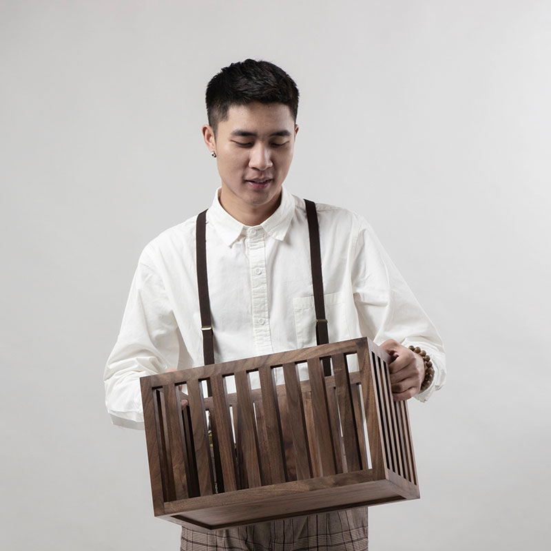 黑胡桃木实木复古风怀旧收纳框家居软装茶M室客厅咖啡馆镂空收纳