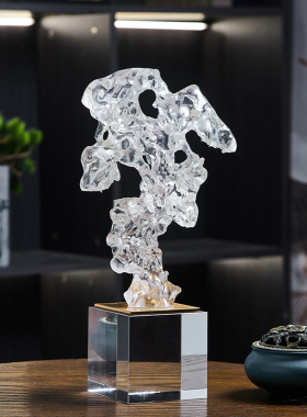 轻奢高档太湖石摆件书房客厅玄z关酒柜电视柜办公室桌面装饰工艺