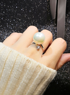 日韩食指夸张g简约指环个性学生潮人奢华可调节开口珍珠气质女戒