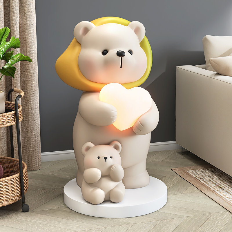 奶油风熊大型落地摆件客厅电视柜沙发G旁灯家居装饰品乔迁新居礼