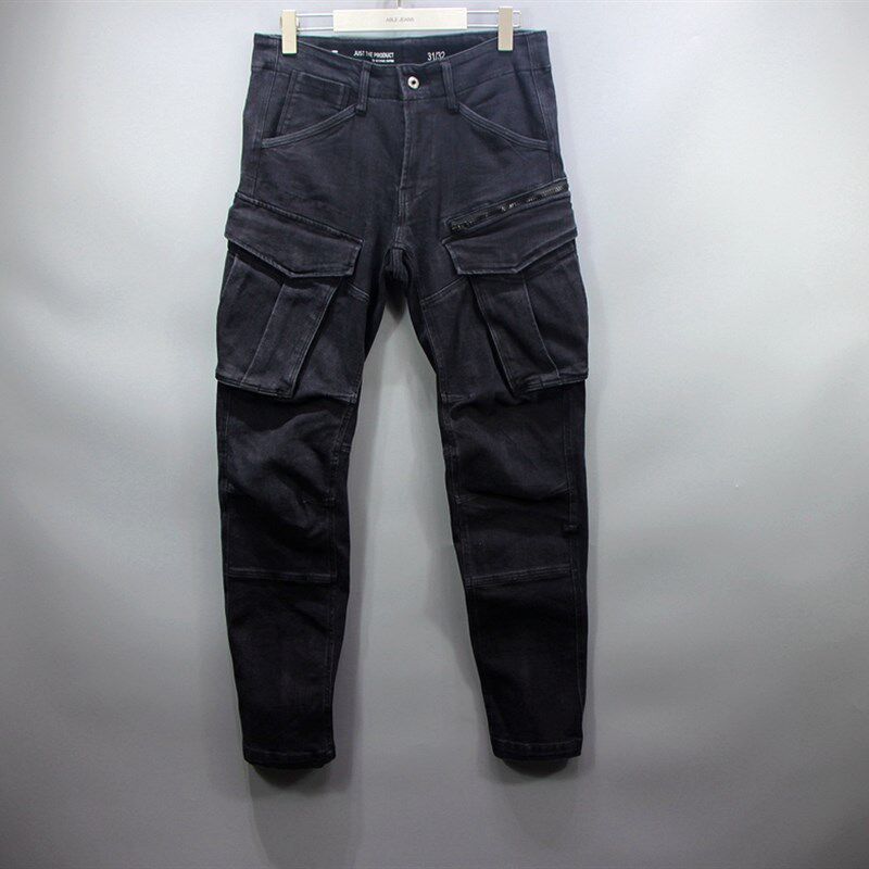 秋冬新品工装裤男立体多口袋拉链黑色厚型休闲裤百搭青年男裤长裤