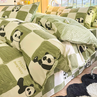 小清新纯棉全棉被套单V件150x200夏季儿童卡通被罩三件套200230