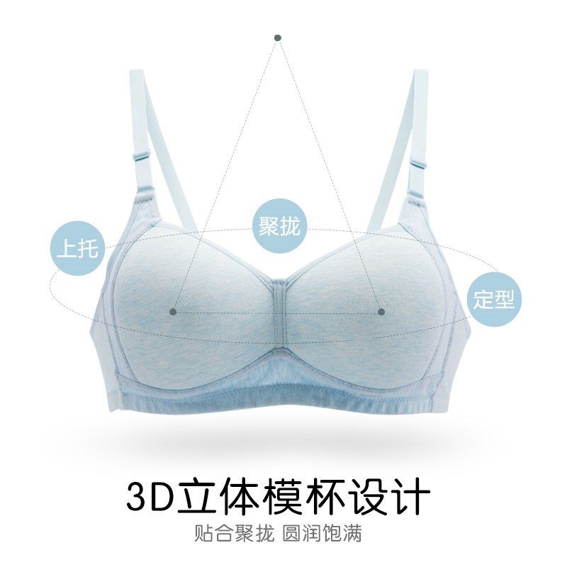 纯棉内衣女无钢圈学生高中生少女文胸夏天透气薄款聚拢小胸罩大学