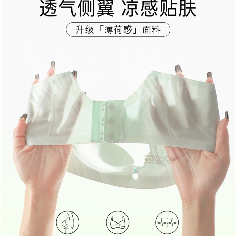 薄荷曼波~夏季内衣m女小胸聚拢显大收副乳防下垂平胸专用薄款套装