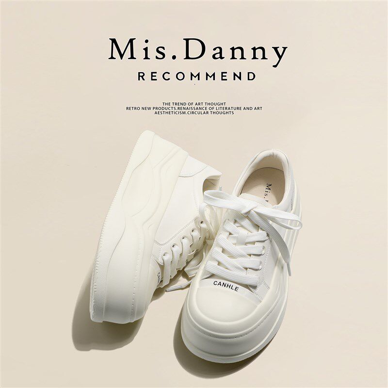 超轻透气~增高6cm松糕厚底小白鞋女2025春夏新款真皮休闲百搭板鞋