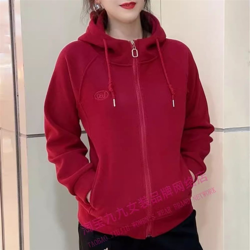 净版刺绣标防风衣女士秋冬新款长袖上衣洋气百搭休闲拉链连帽外套